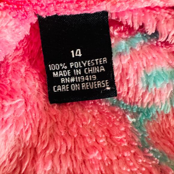 Sonoma Soft Cozy Slumber Party Pink Hearts Wrap Bath Robe Sz 14 - Picture 9 of 11